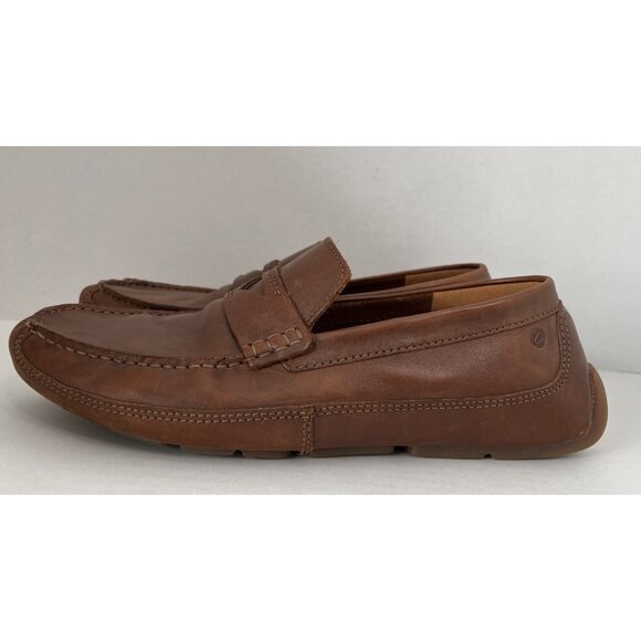 Clarks Markman Way Penny Loafer Shoes Men's 11 M Brown Leather Slip On Driving - Picture 7 of 11